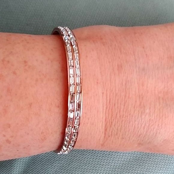 QVC Jewelry - DIAMONDIQUE CRYSTAL BRACELET IN ROSE TONE METAL